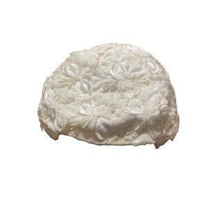 Vintage 1950s Wedding Church Hat Off White